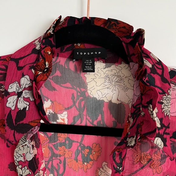 Top shop sheer floral button-down - Picture 3 of 7